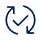 Símbolo de visto dentro de uma seta circular, indicando atualização ou renovação.