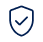 Ícone de escudo com uma marca de seleção, indicando segurança ou proteção.