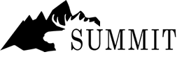 Black bear silhouette next to the word “SUMMIT” in black text on a white background
