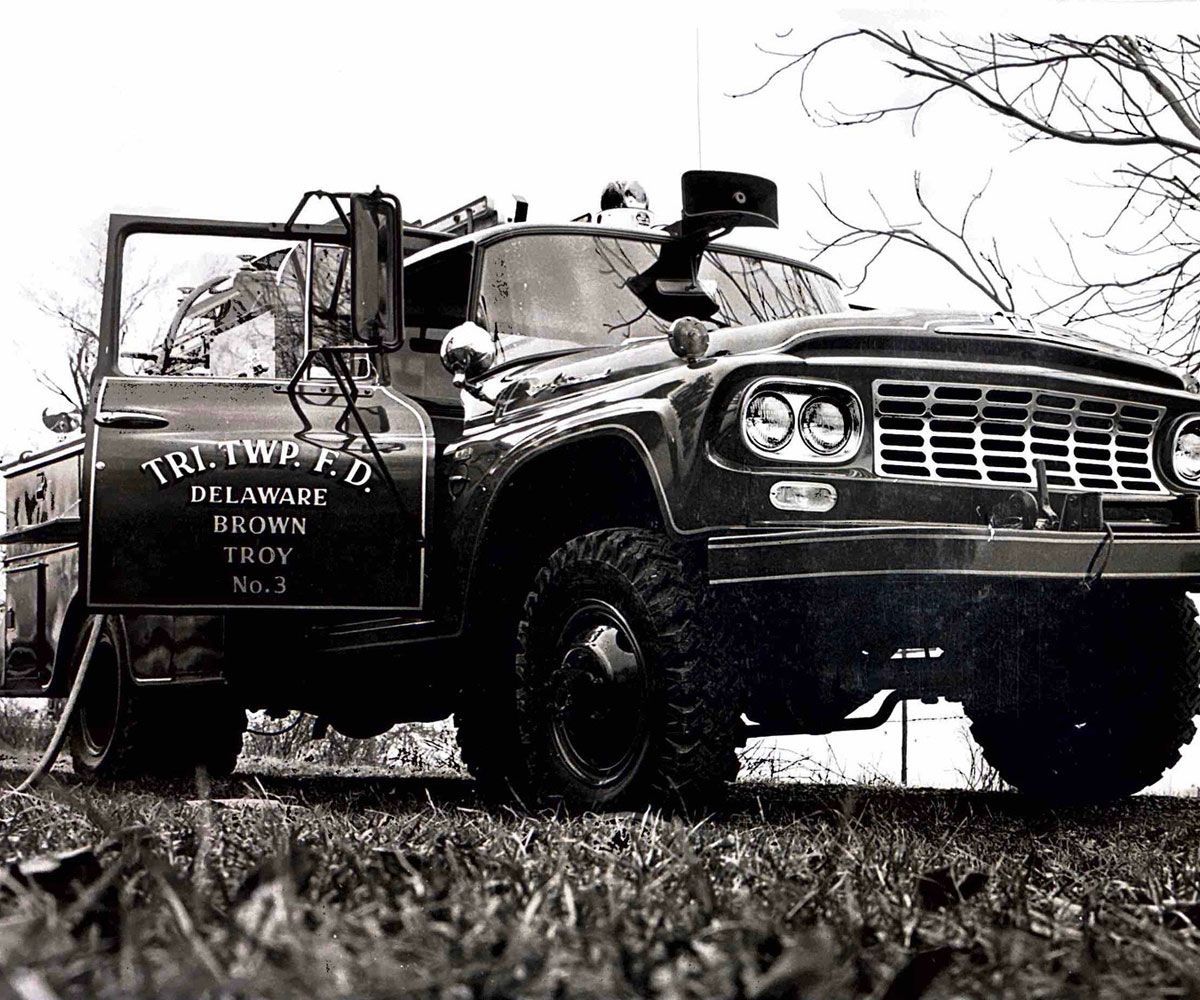 Tri Township black and white historical photo of 1950s truck