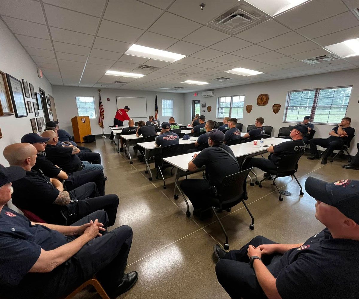Tri Township Joint Fire District in Delaware, OH firefighter training in station classroom