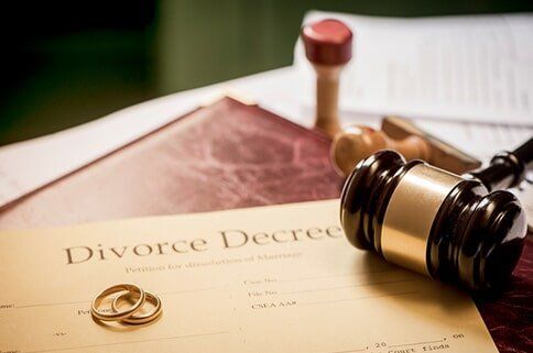 Divorce decree and wooden gavel - Law Office in Alton, IL