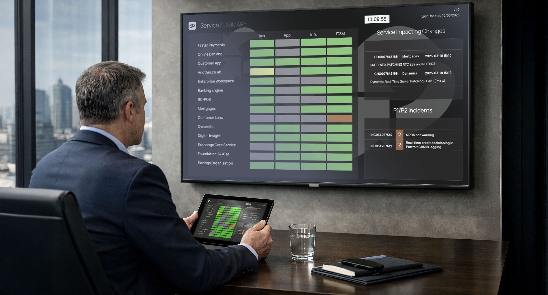 CTO working at desk analysis his Enterprises IT performance metrics