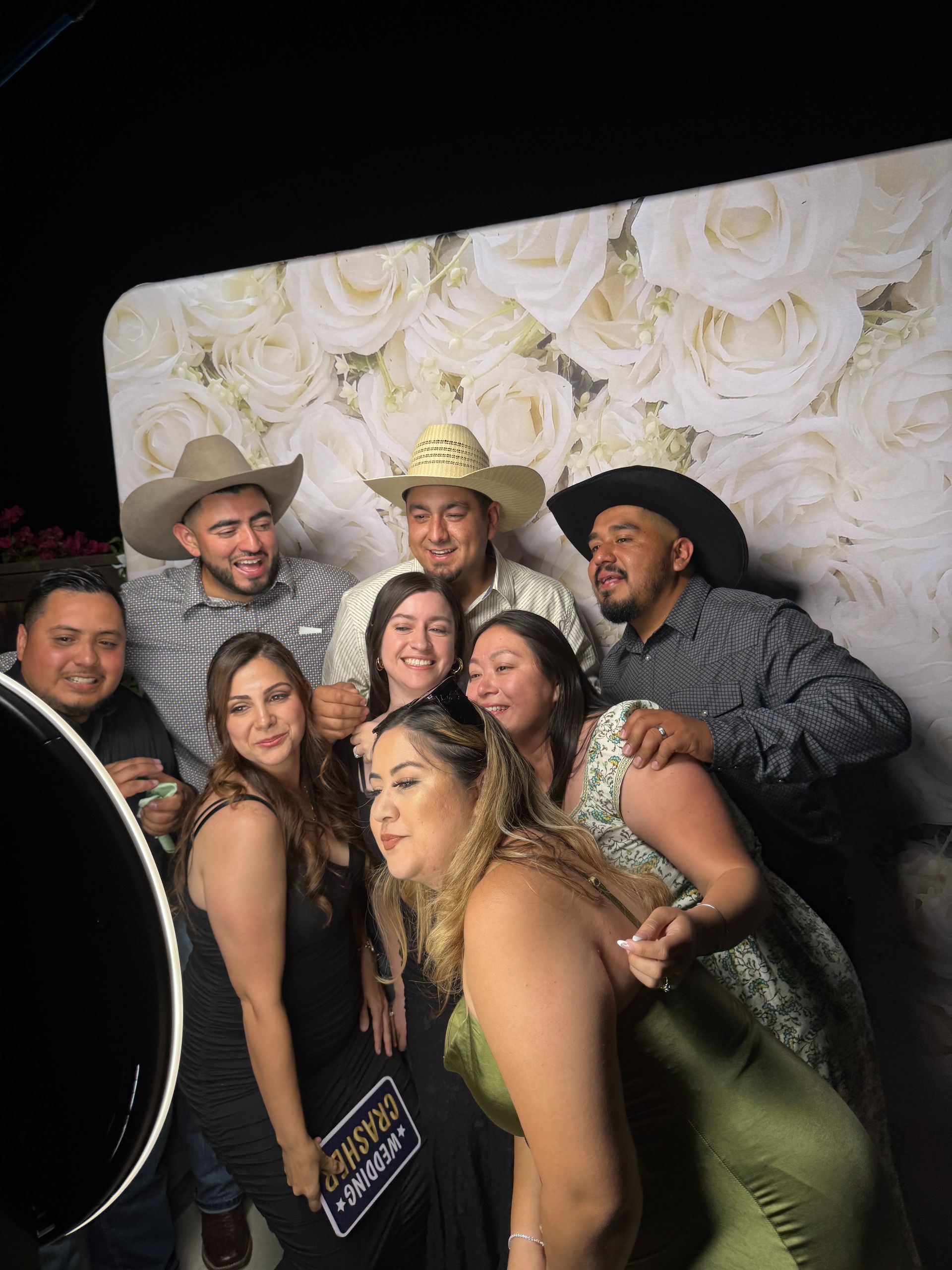 Wedding guests enjoying a luxury photo booth at a Moreno Valley wedding reception