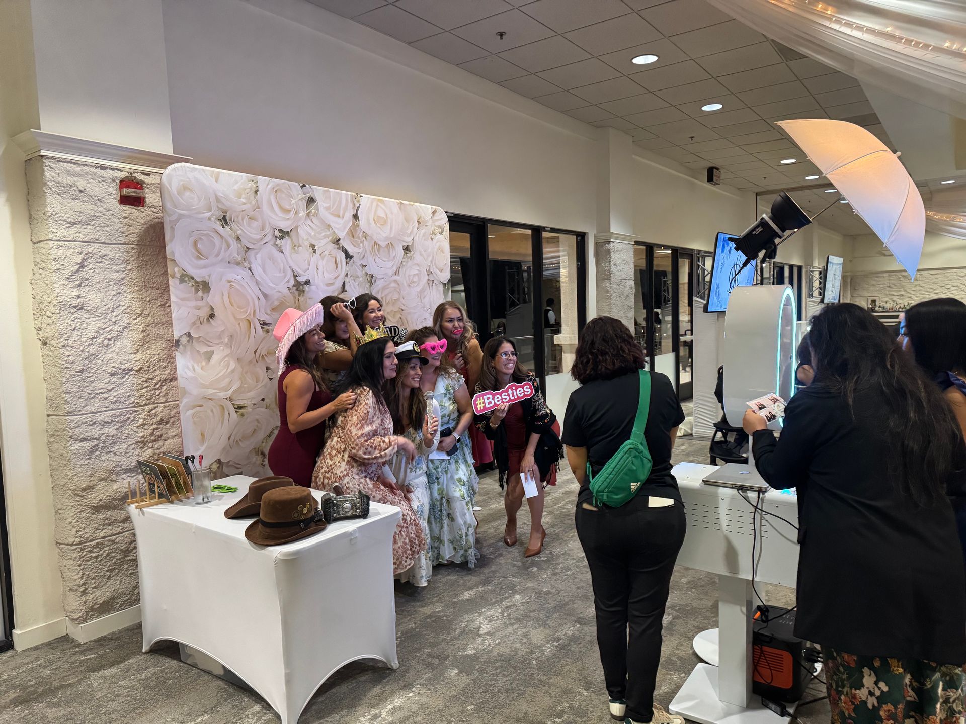 Luxury wedding photo booth with unlimited prints and elegant backdrop at a Southern California wedding