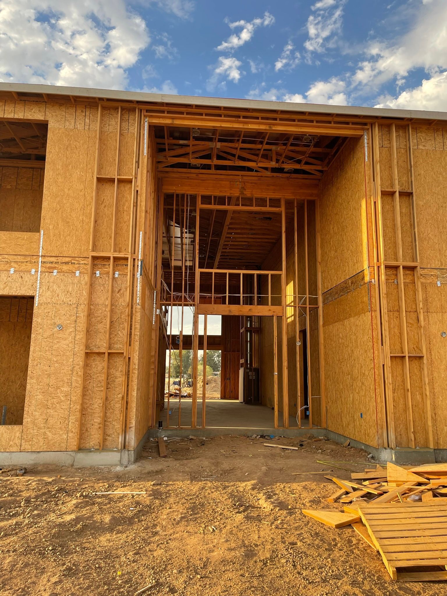 Building entry wood framing 