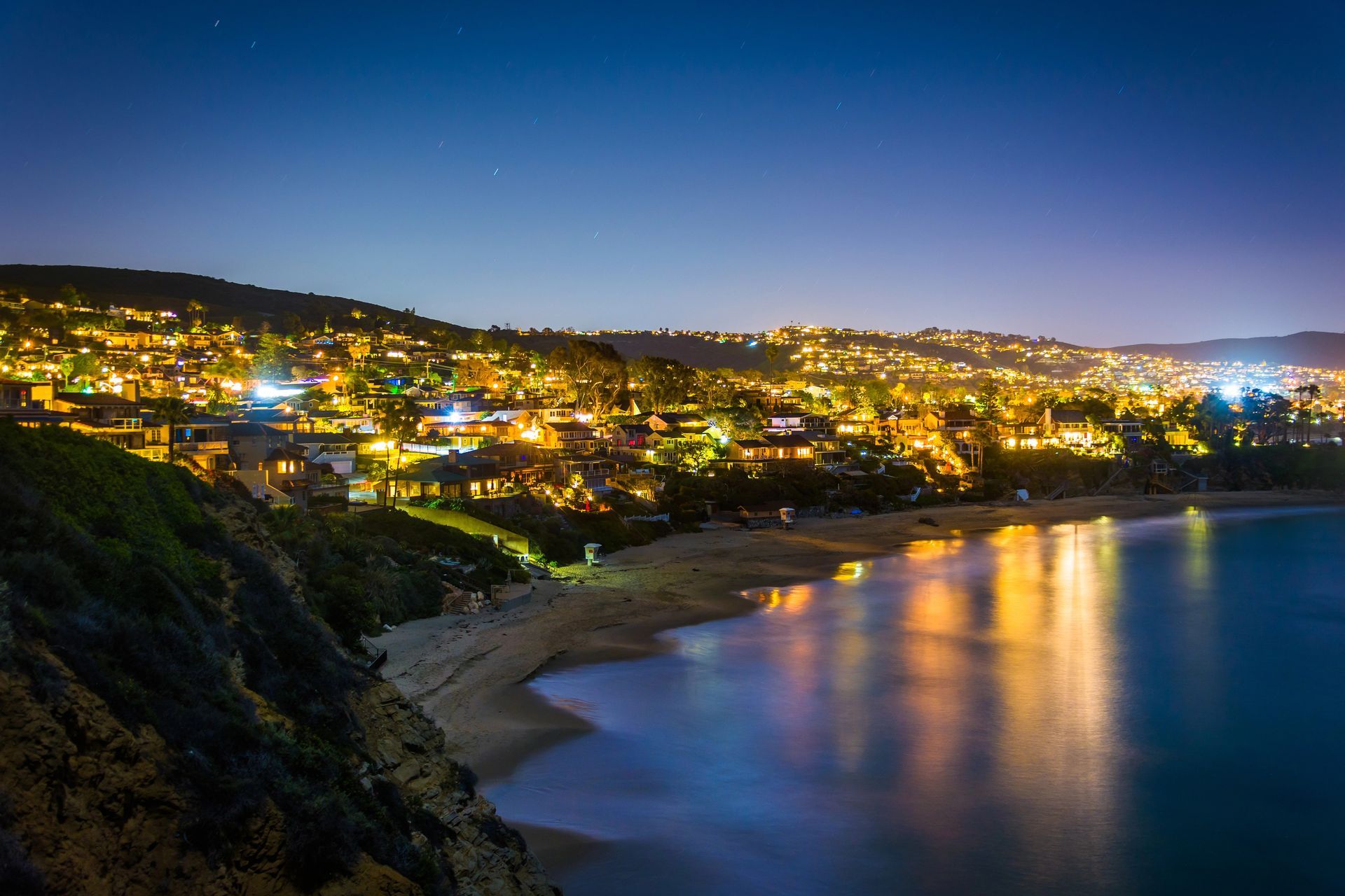 Laguna Beach Homes at night 