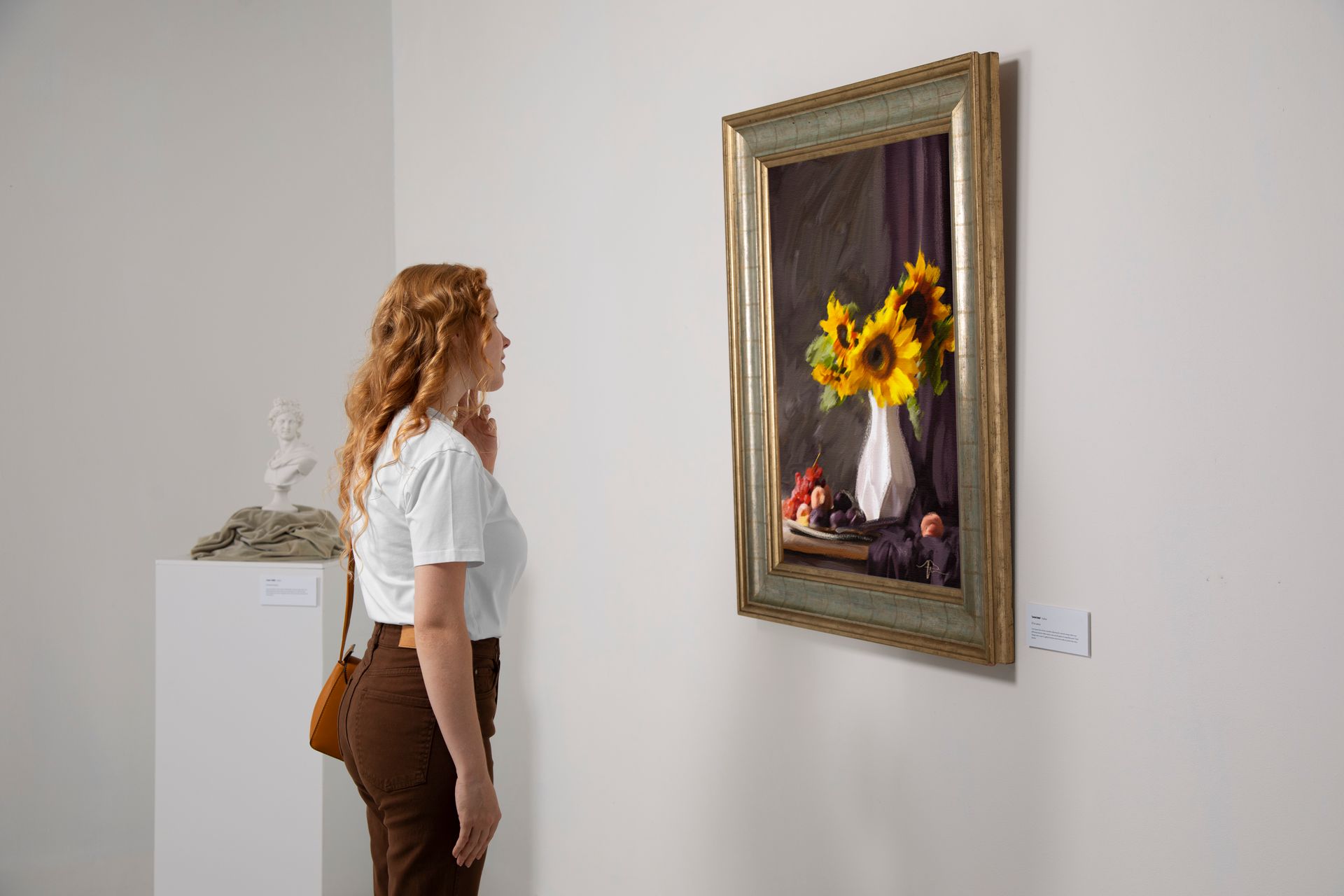 A woman visiting art gallery