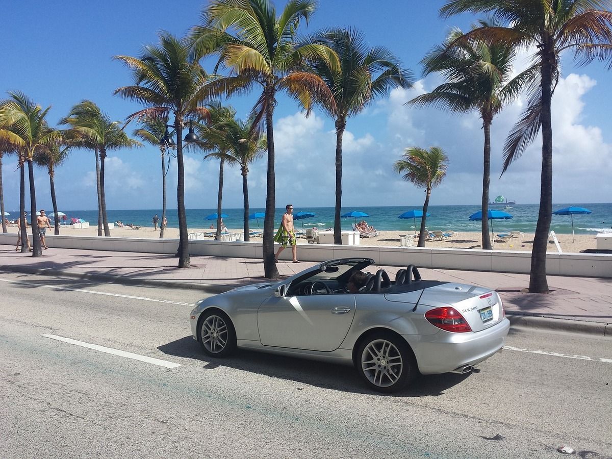 A person driving along Miami Beach