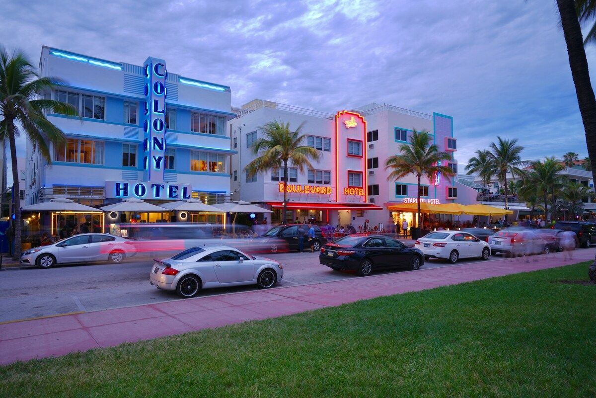 Art deco buildings in Miami Florida