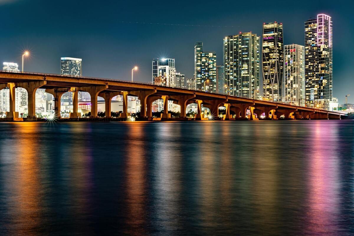 Venetian Causeway over the Biscayne Bay in Miami