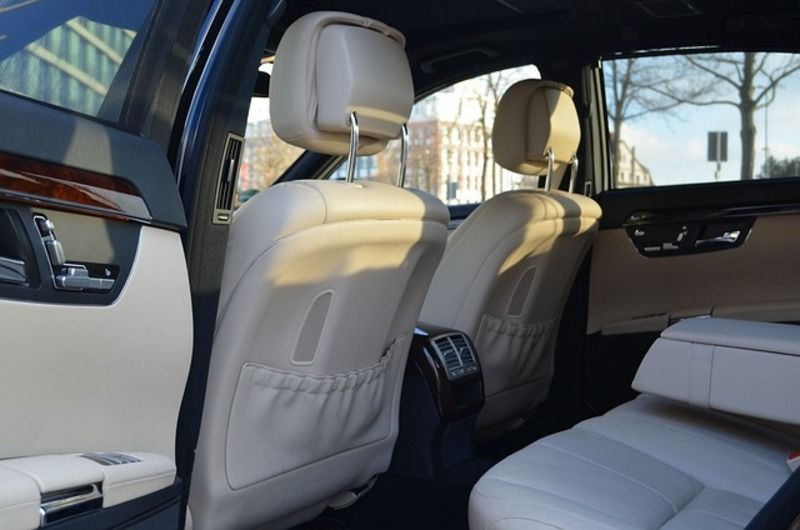 The interior of a luxury car.