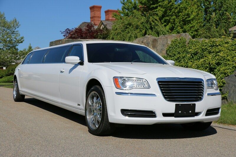 A white limousine used for limousine service
