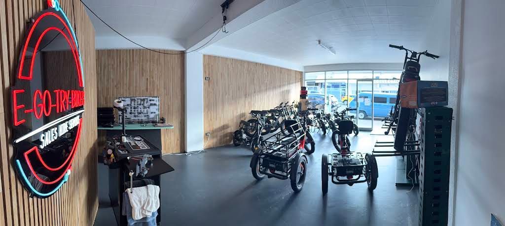 Interior of an Electric Scooter Shop With Scooters on Display — E-Go-Try-Bikes in Nelson Bay, NSW