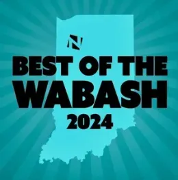 Best of the Wabash 2024 text on teal Indiana-shaped background