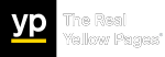 Yellow Pages logo with white “The Real Yellow Pages” text on a black background