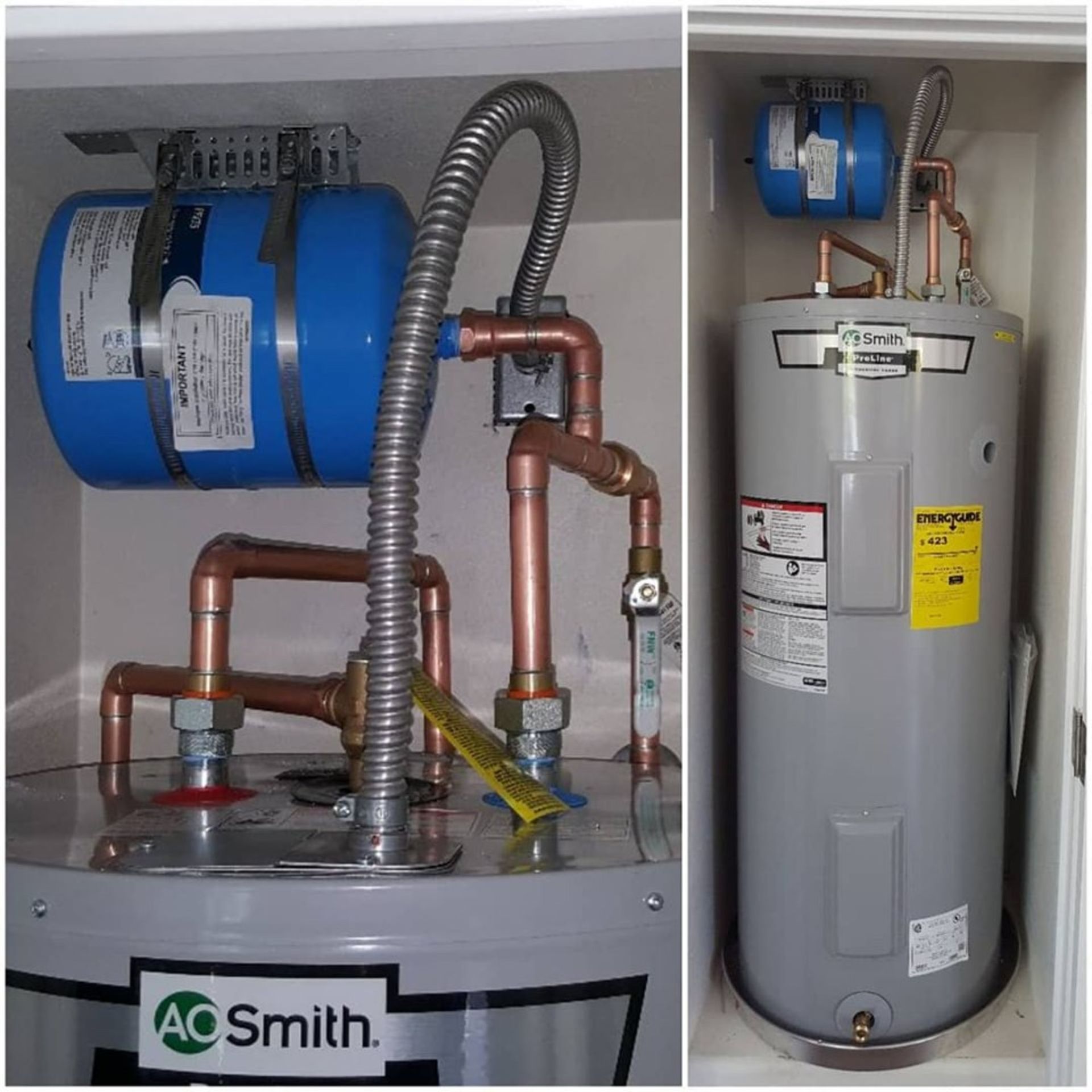 A picture of a water heater that says ac smith on it