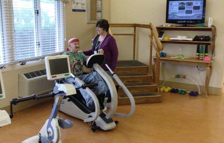 Patient on therapy bike