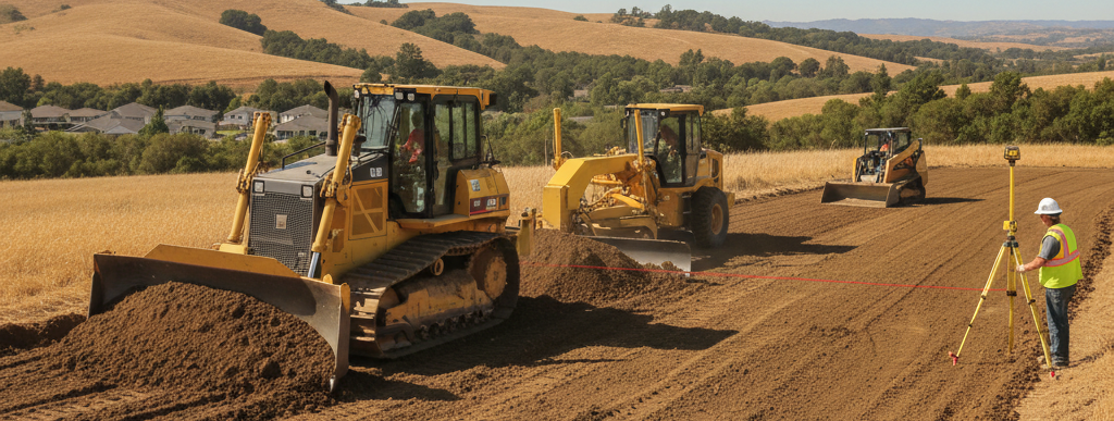 image of tractors leveling land