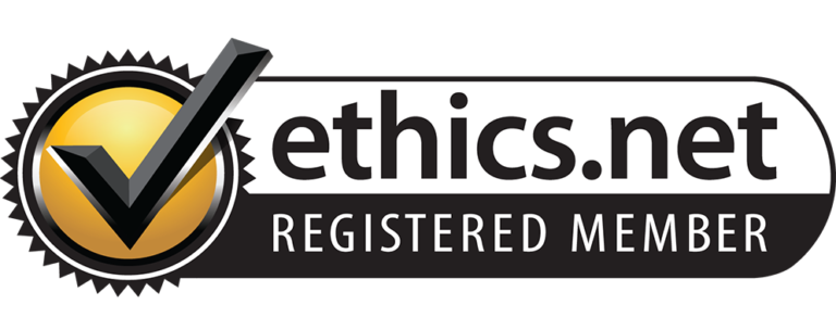 The logo for ethics.net is a registered member