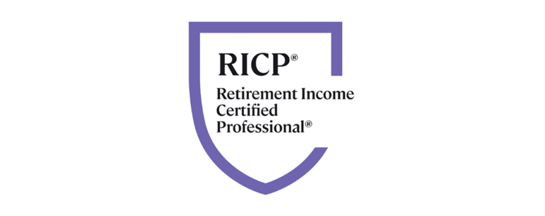 A purple shield with the words retirement income certified professional on it.