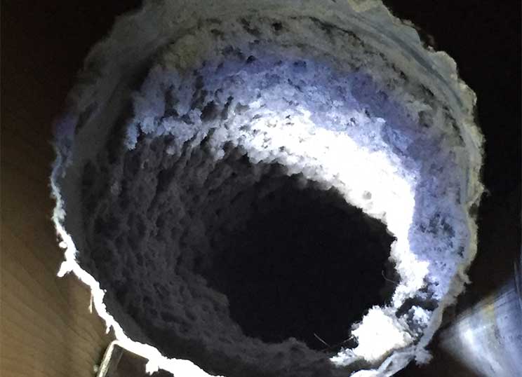 dryer vent line with lint