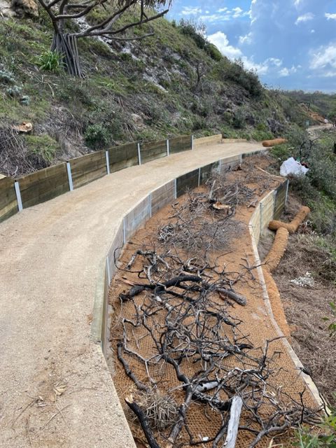 A dirt road with a wooden fence on the side of it