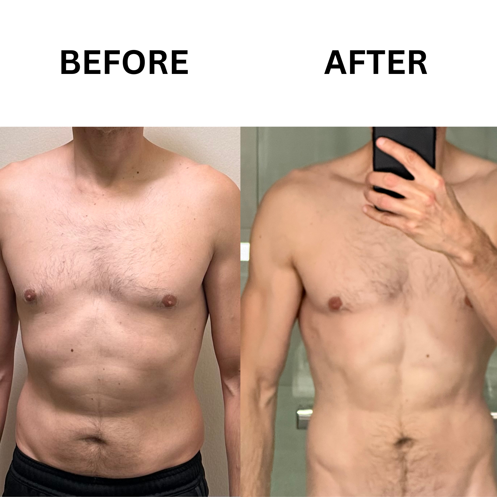 Fitness transformation, before and after picture, physique, aesthetics