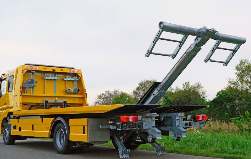 A tow truck on the road