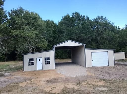 A small house with a garage attached to it