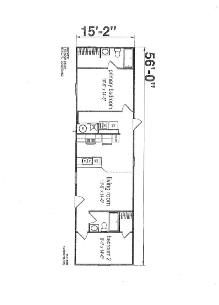 A black and white floor plan of a small house.