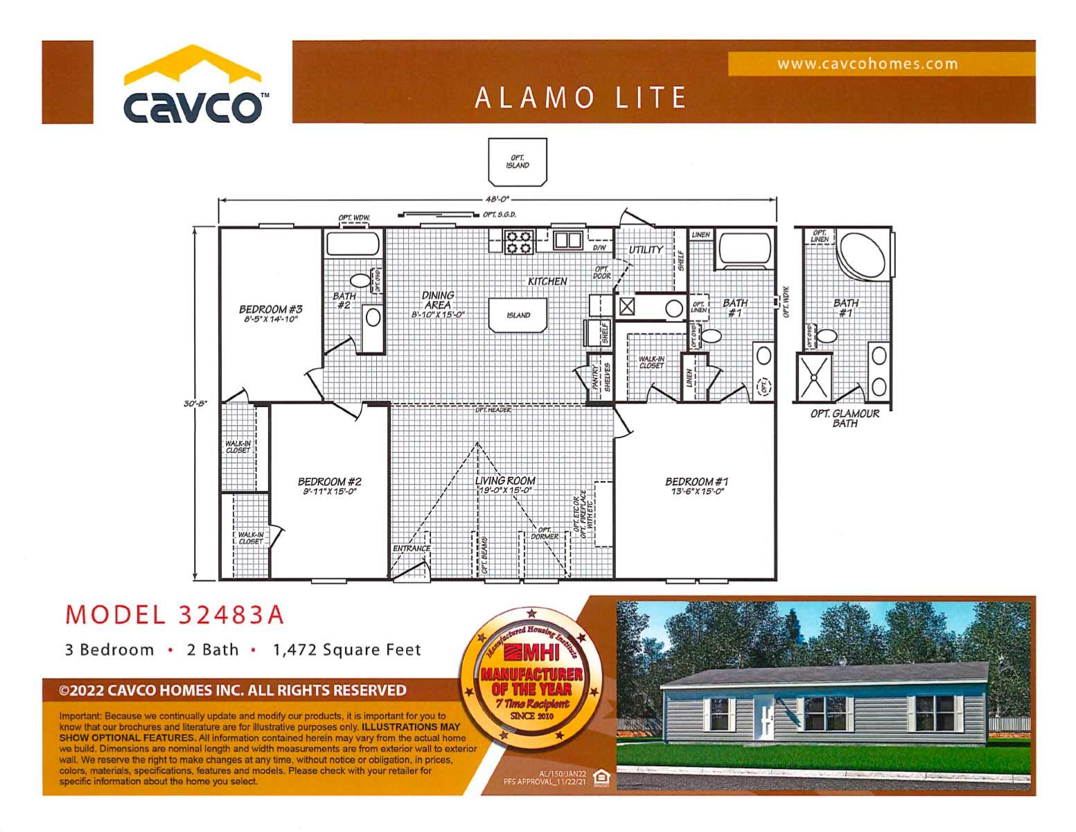 A floor plan of a house called alamo lite