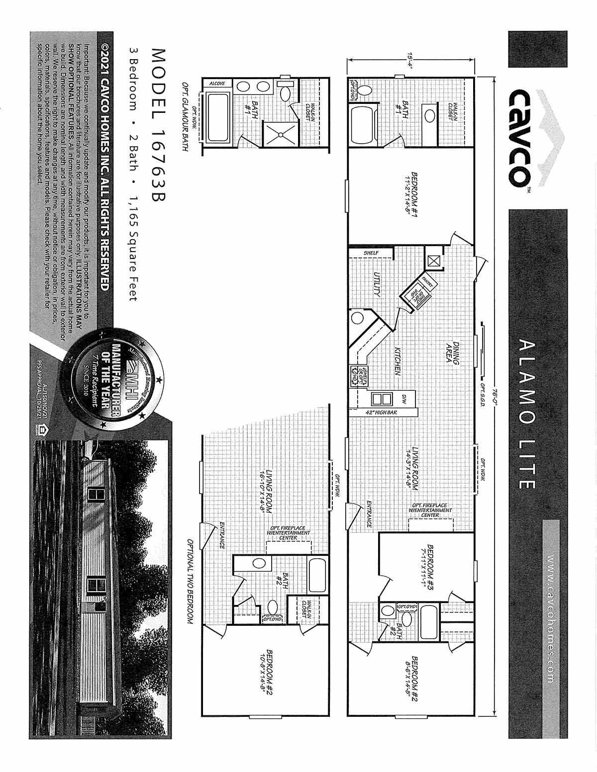 A black and white floor plan of a mobile home.