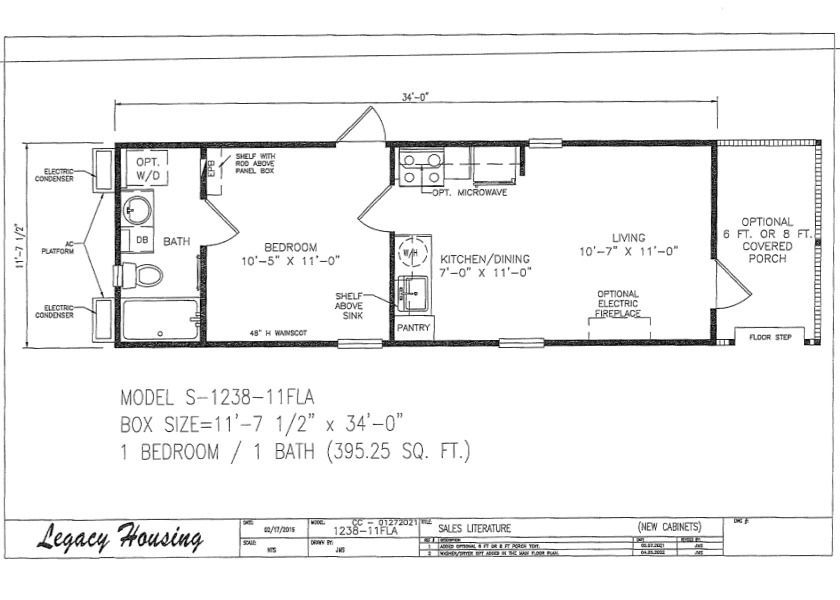 A black and white floor plan of a mobile home