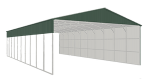 A drawing of a green and white canopy on a white background.