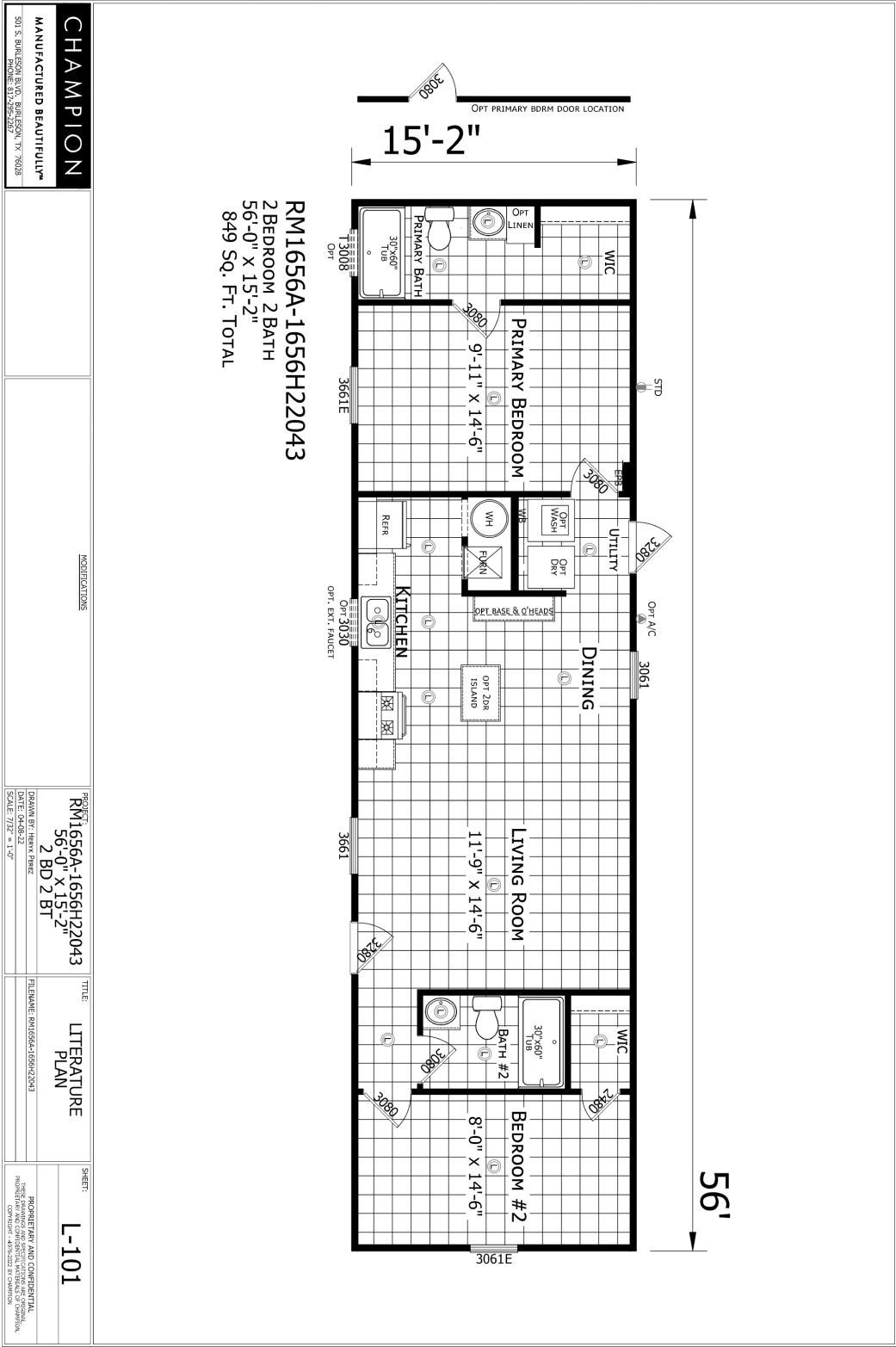 A black and white floor plan of a mobile home.