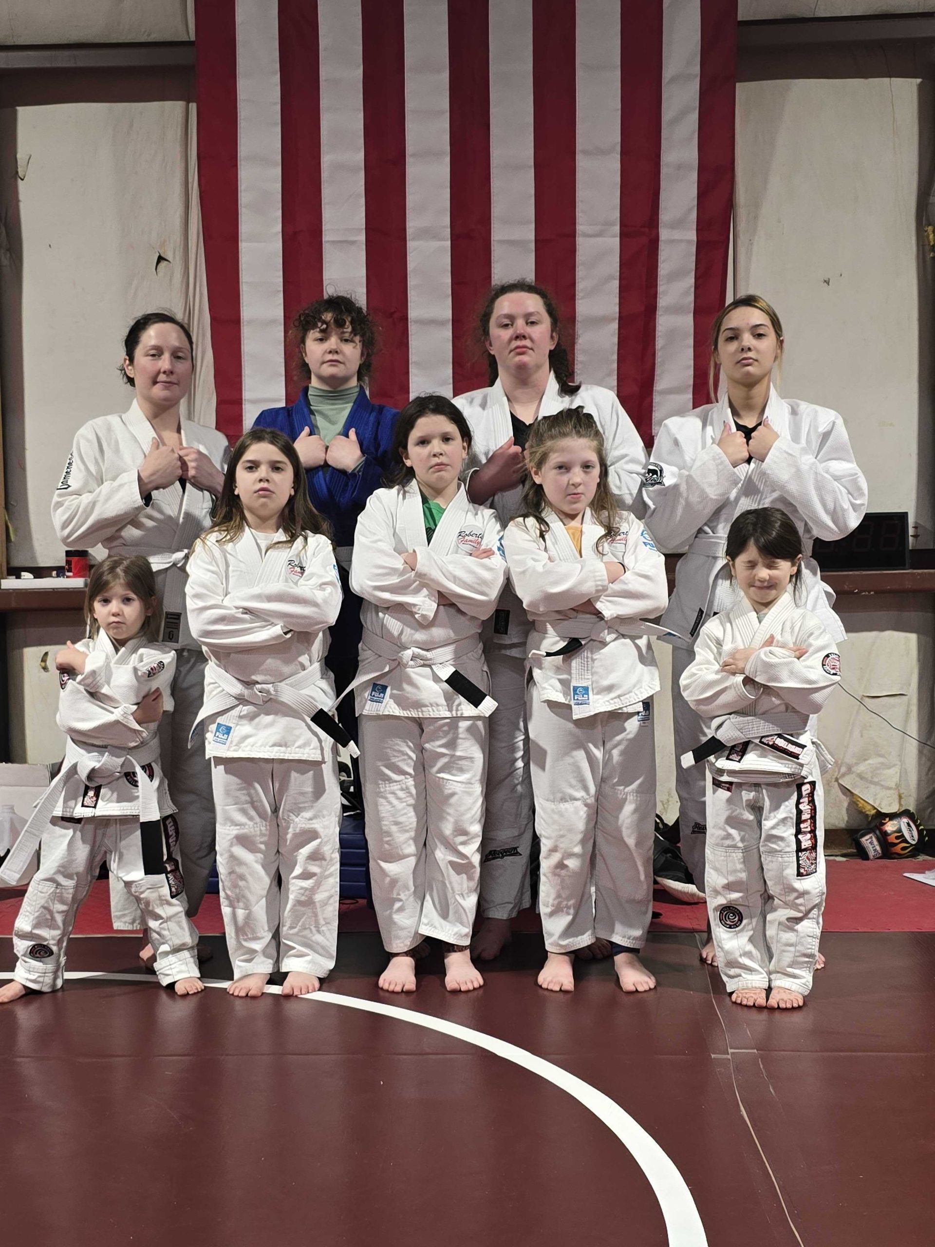 Kids practicing focus drills at Roberts Family Mixed Martial Arts in Orange, MA, building confidence and self-control