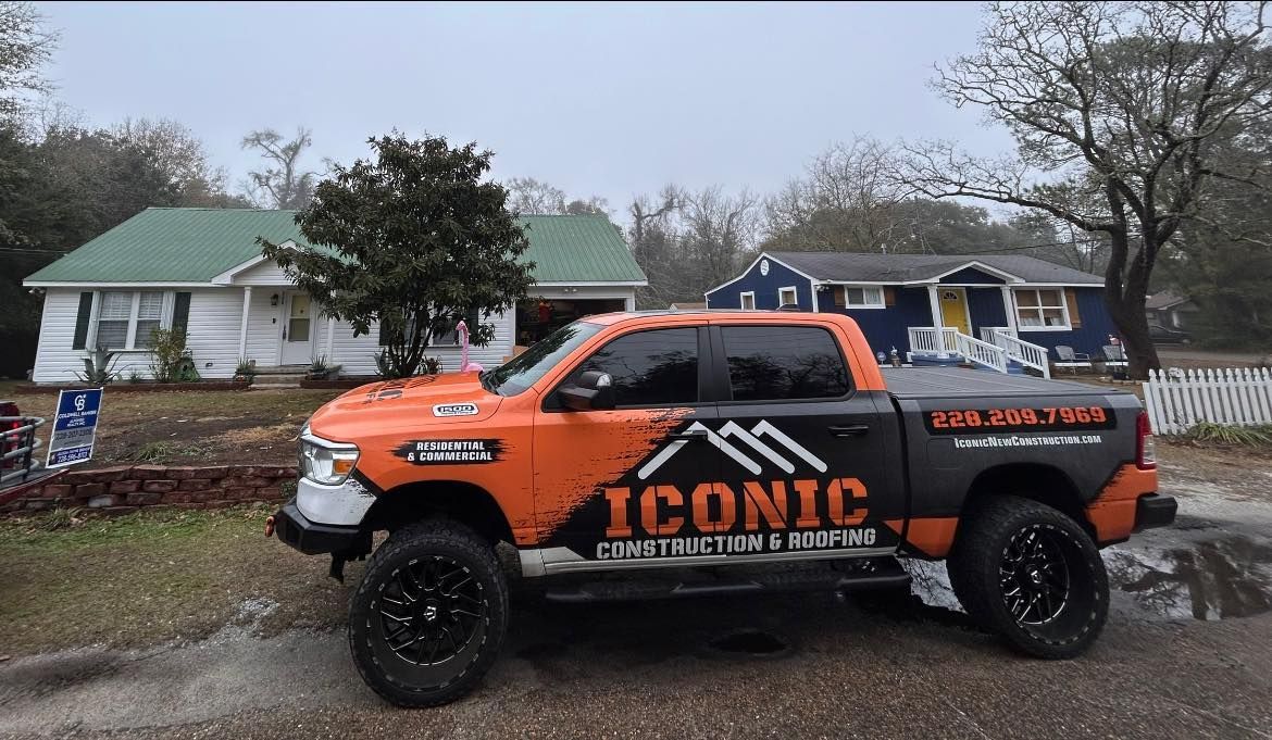 An orange and black truck with 