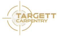 Gold Targett Carpentry logo with crosshair and stylized tree line