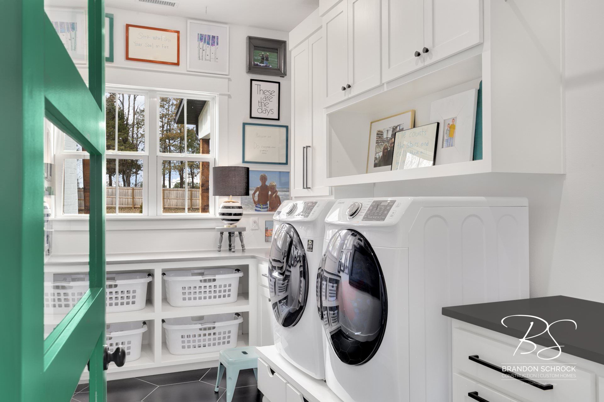 eclectic modern laundry room