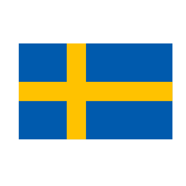 Flag of Sweden: blue field with a yellow Scandinavian cross.