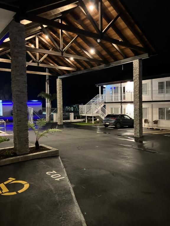 A car is parked in a handicapped parking spot