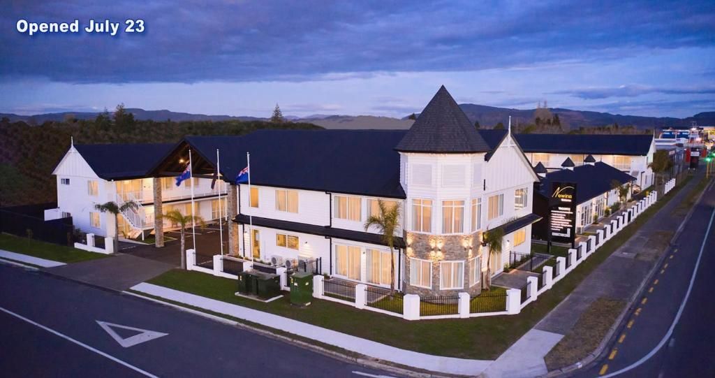 An aerial view of a hotel that was opened on july 23