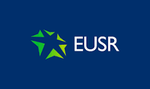 Blue background with green star-like logo and white EUSR text