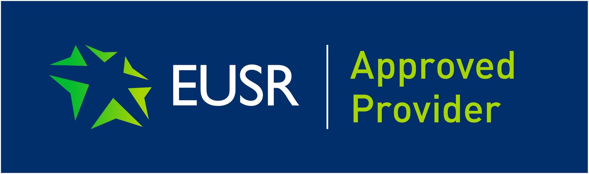 EUSR Approved Provider logo on a blue background with green star icon and text