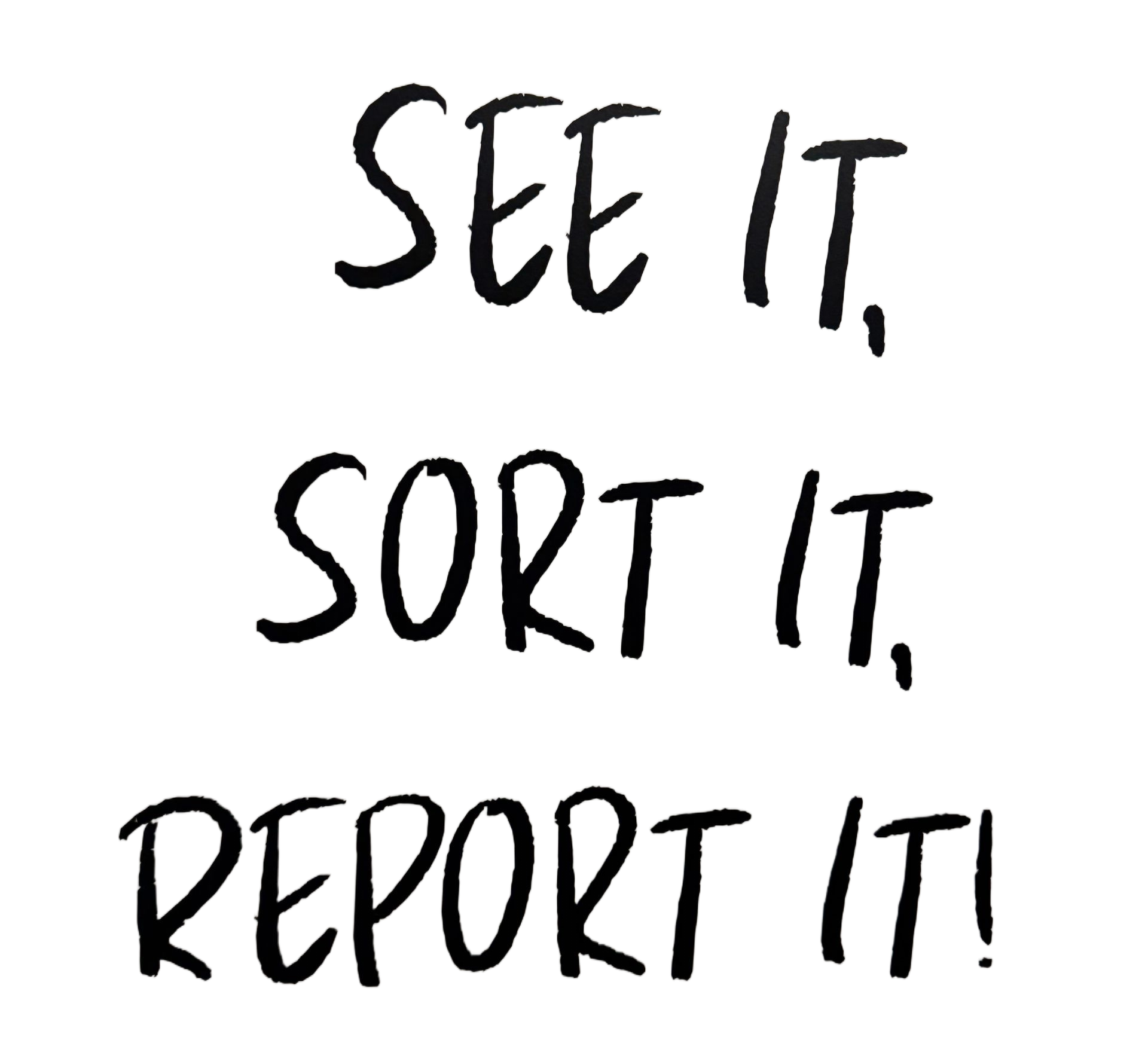Black text: SEE IT, SORT IT, REPORT IT!