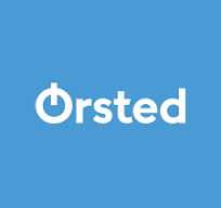Orsted logo: white power button icon above the word 