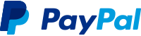 The paypal logo is blue and white on a white background.