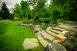 Stone Stairway on a Lush Green Garden Path - Olsens Lawn & Landscaping LLC, Hightstown, NJ 08520, USA