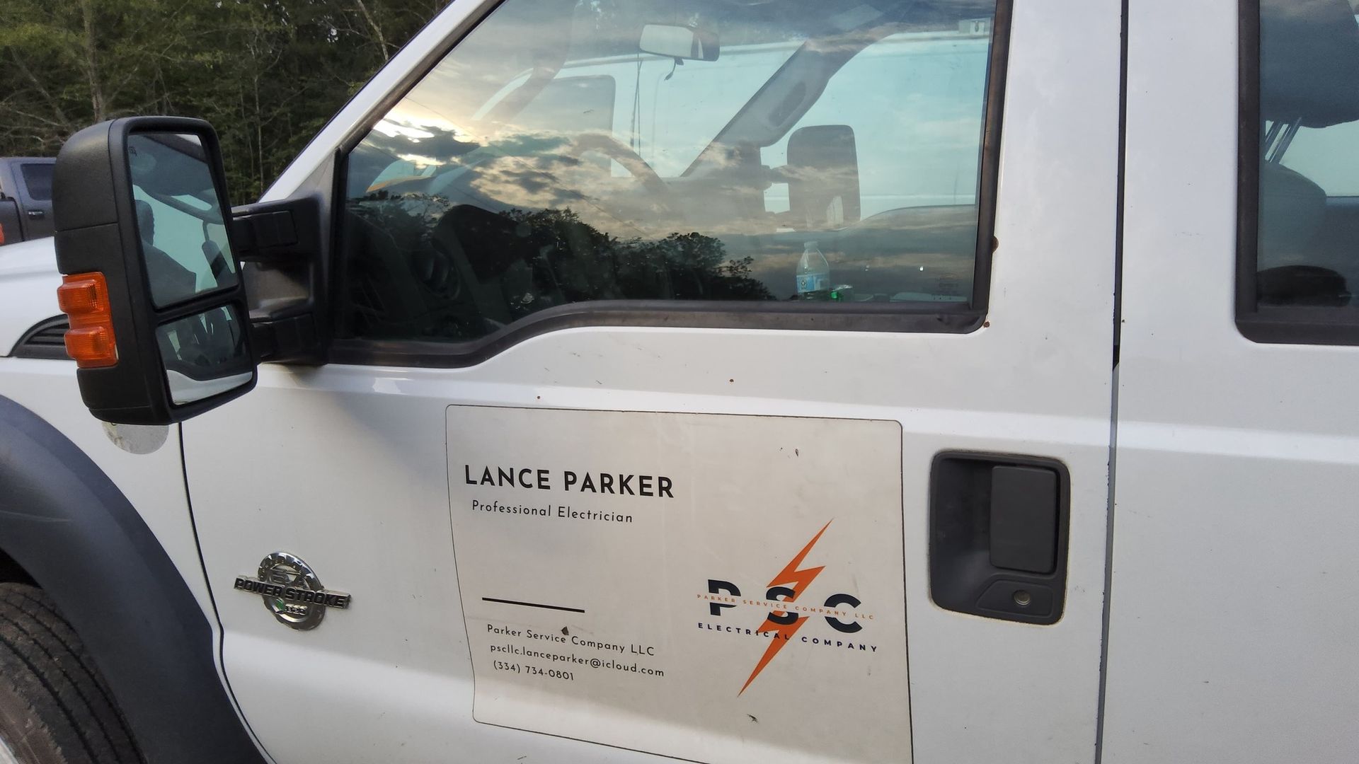 White work truck door with logo for 